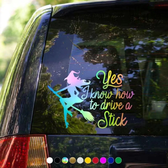 Witch Car Decal - Silver Color - Picture 4 of 4